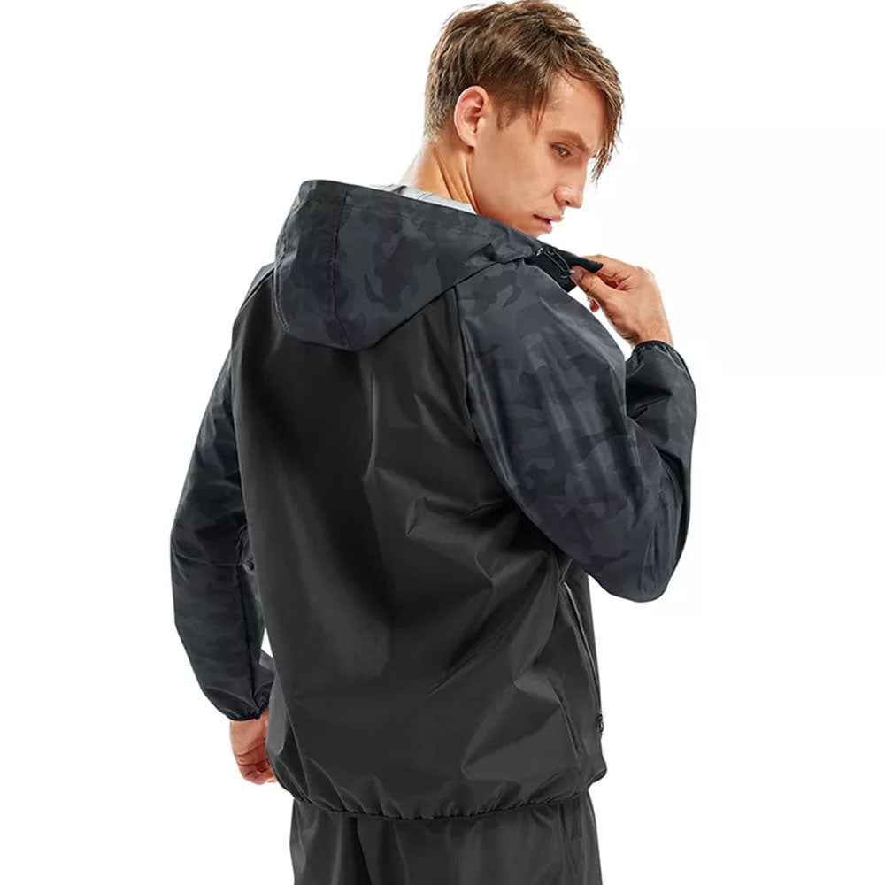 Brabic Sauna Sweat Jacket Zipper Workout Top for Men